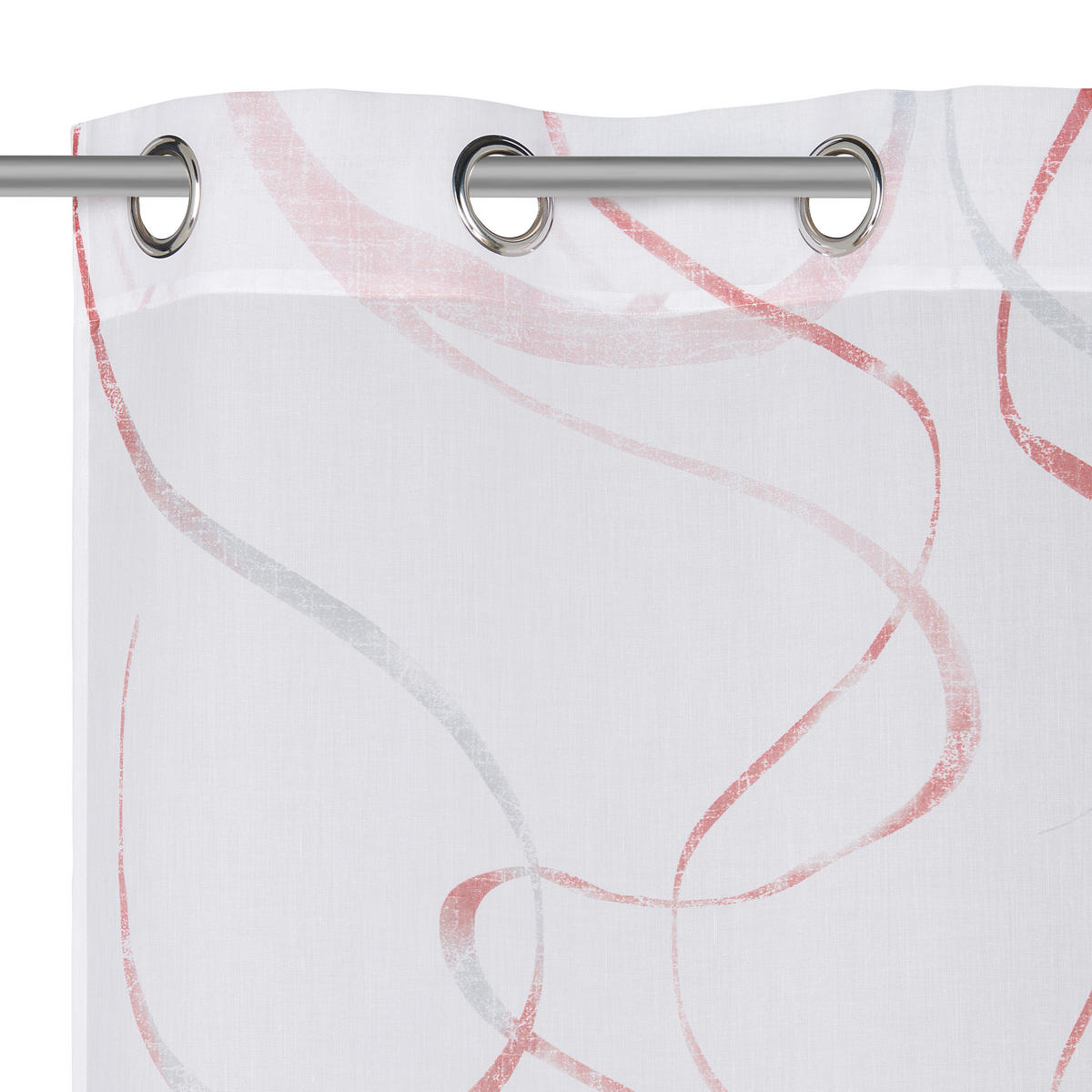 ZÁVĚS S OČKY, poloprůhledné, 140/245 cm - šedá/červená, Konvenční, textil (140/245cm) - Esposa