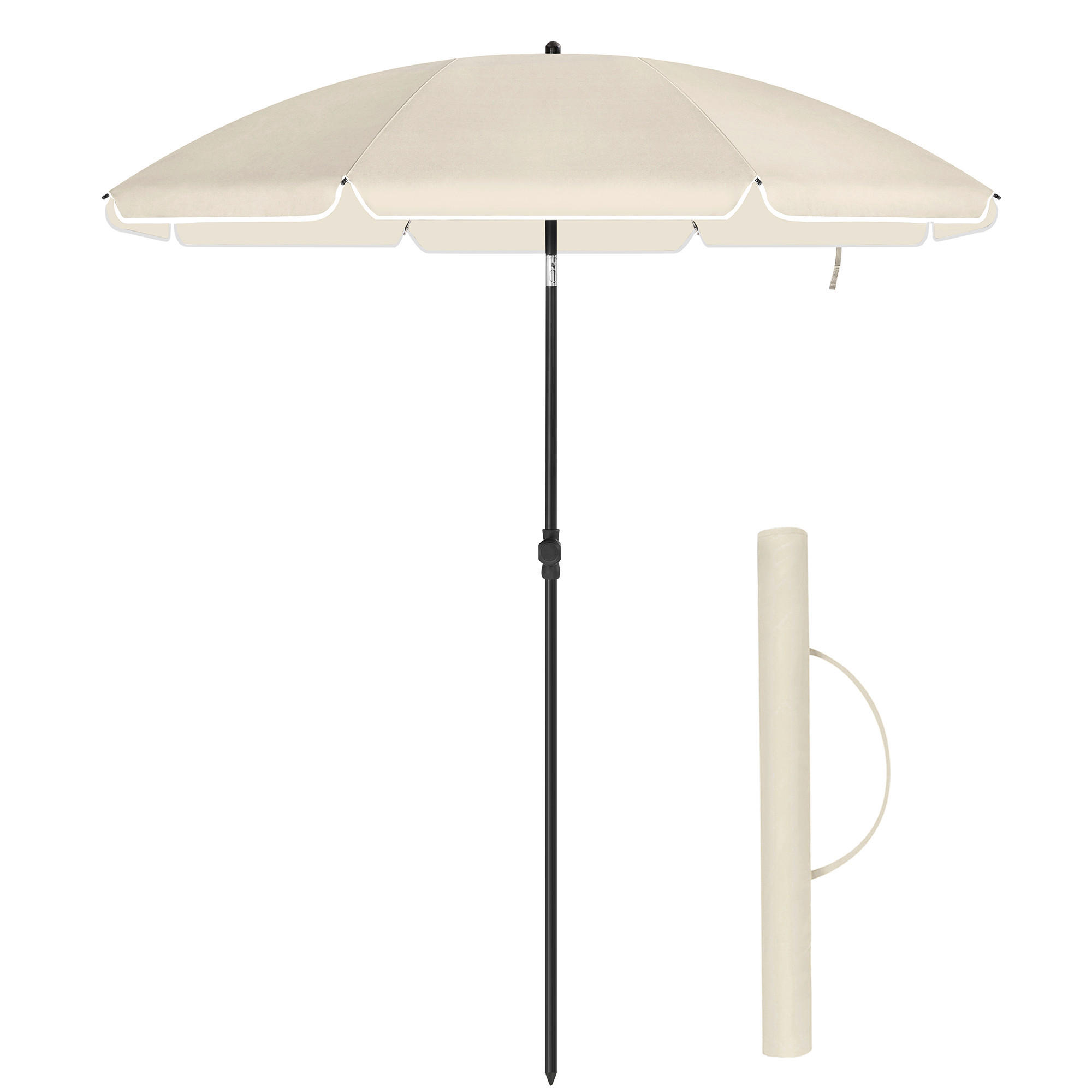 SONNENSCHIRM 160 cm Beige  - Beige/Schwarz, Basics, Textil/Metall (160/160cm) - Modante