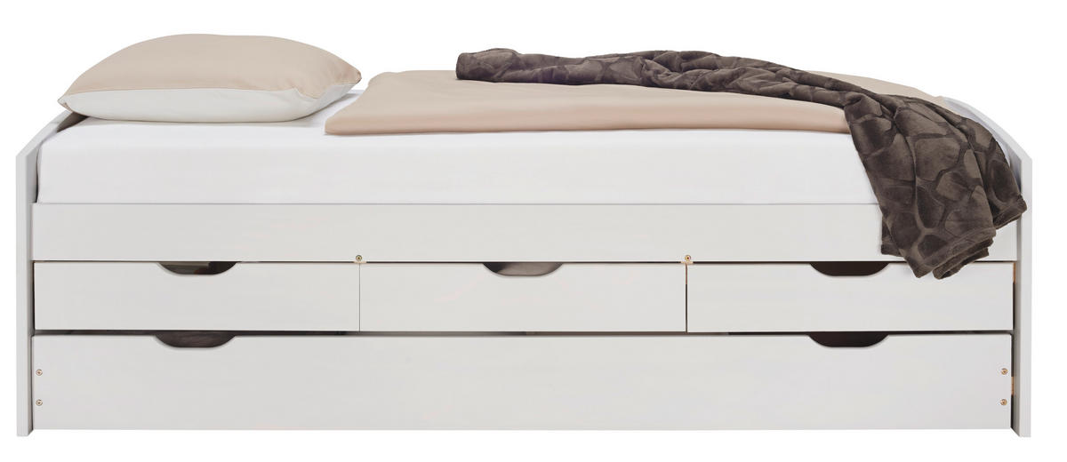 KREVET    205/63/98 cm  bela  - bela, Moderno, drvo (205/63/98cm) - Carryhome