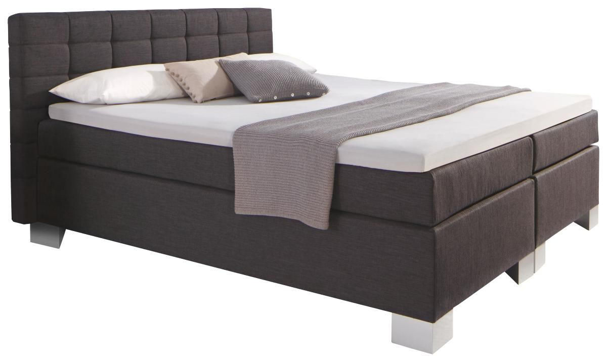 BOXSPRINGBETT 180/200 cm  in Anthrazit  - Anthrazit/Silberfarben, Design, Kunststoff/Textil (180/200cm) - Carryhome