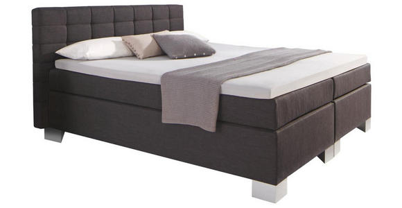 BOXSPRINGBETT 180/200 cm  in Anthrazit  - Anthrazit/Silberfarben, Design, Kunststoff/Textil (180/200cm) - Carryhome