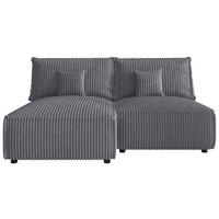 ECKSOFA Grau Cord Zierkissen, Rückenkissen, Schlaffunktion, Rücken echt  - Schwarz/Grau, MODERN, Kunststoff/Textil (153/200cm) - Xora