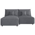 ECKSOFA Grau Cord Zierkissen, Rückenkissen, Schlaffunktion, Rücken echt  - Schwarz/Grau, MODERN, Kunststoff/Textil (153/200cm) - Xora