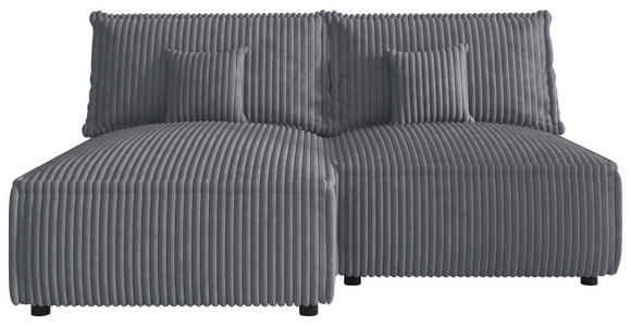 ECKSOFA Grau Cord Zierkissen, Rückenkissen, Schlaffunktion, Rücken echt  - Schwarz/Grau, MODERN, Kunststoff/Textil (153/200cm) - Xora