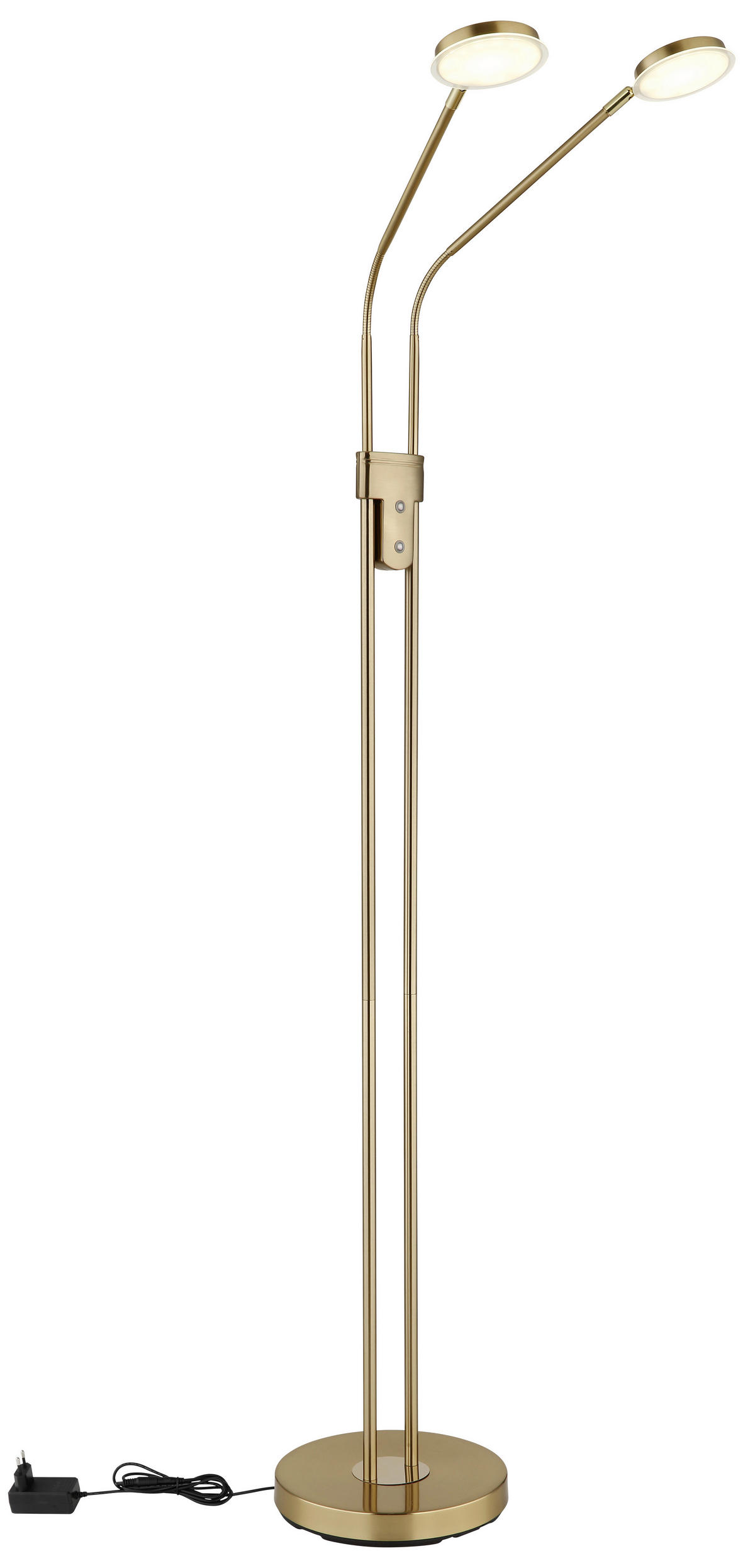 LED-STEHLEUCHTE Silvio 93/25 cm  - Messingfarben/Schwarz, Design, Kunststoff/Metall (93/25cm) - Globo