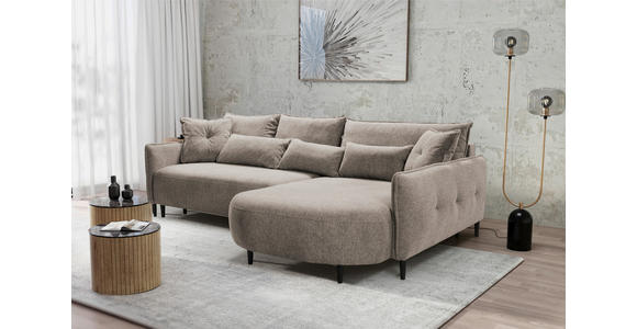 ECKSOFA  in Chenille Taupe  285/200 cm  - Taupe/Schwarz, MODERN, Textil/Metall (285/200cm) - Carryhome