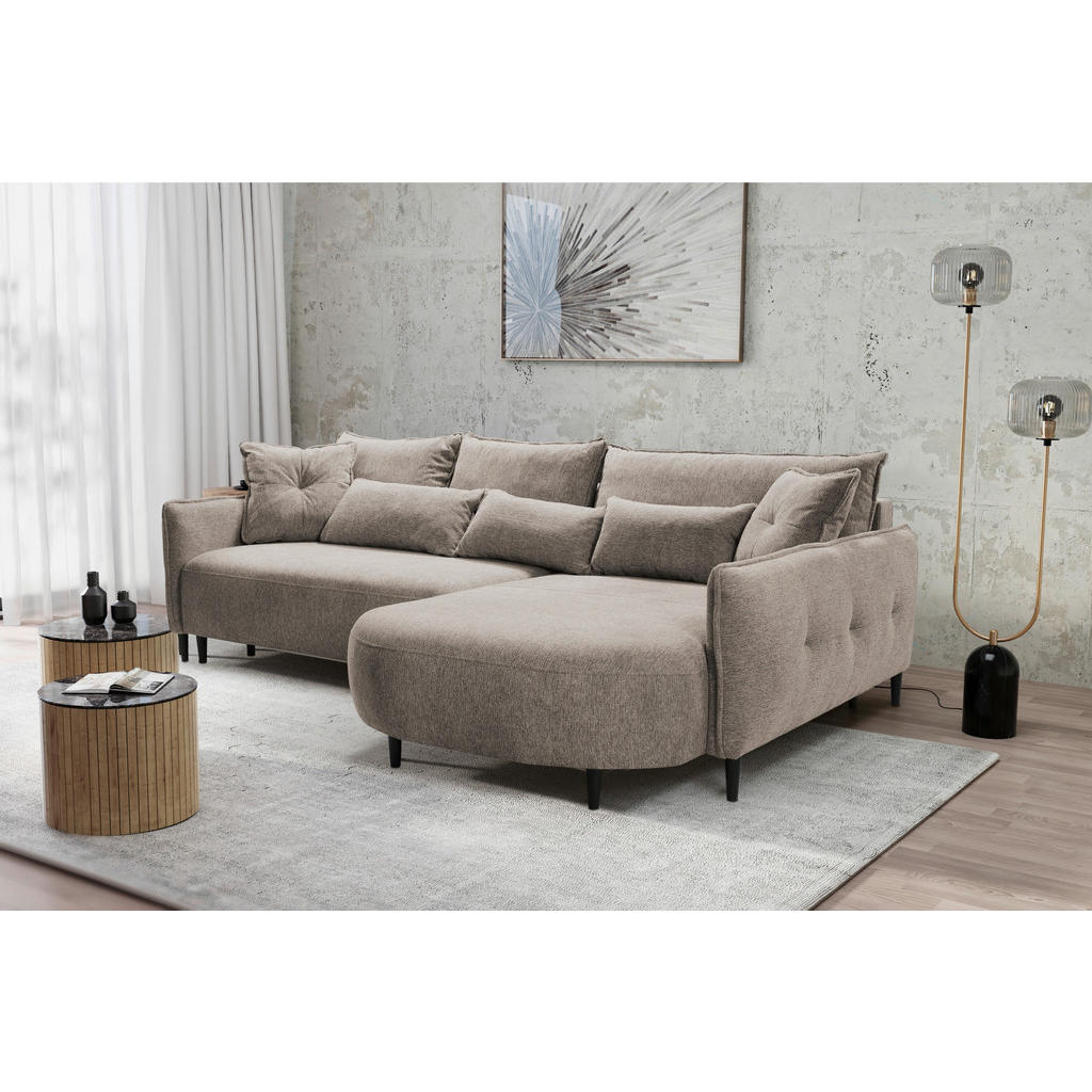 Thumbnail - Carryhome Ecksofa, Taupe, Textil, 3-Sitzer, Füllung: Silikon, Schaumstoffflocken,Silikon, Schaumstoffflocken,Silikon, Sc...