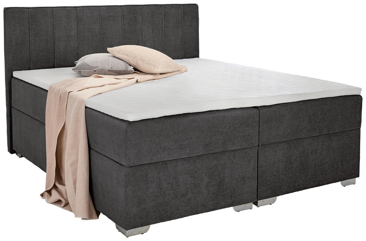 BOXBETT 200/200 cm  in Graphitfarben  - Chromfarben/Graphitfarben, Trend, Kunststoff/Textil (200/200cm) - Boxxx