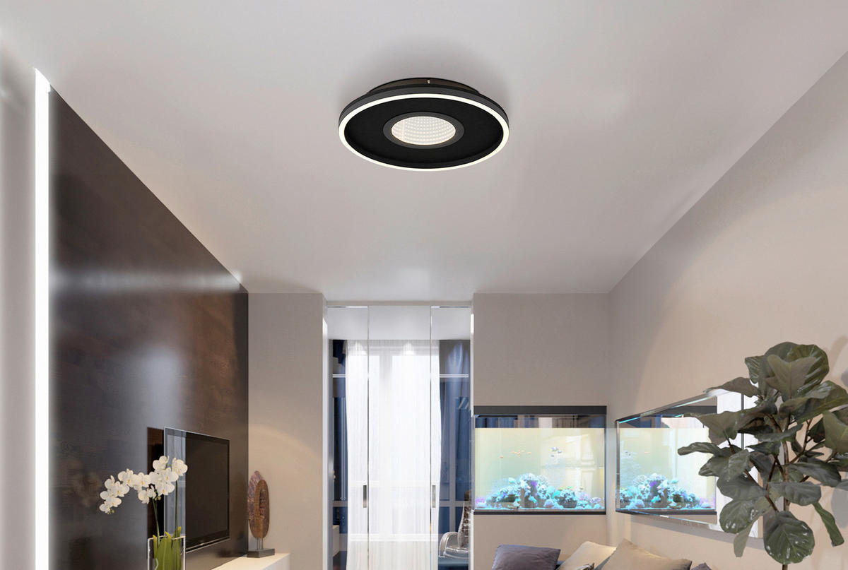 STROPNA LED-SVETILKA  EMORY //3000 K/230 V/ - črna/bela, Design, kovina/umetna masa (39,7/6,3cm) - Globo