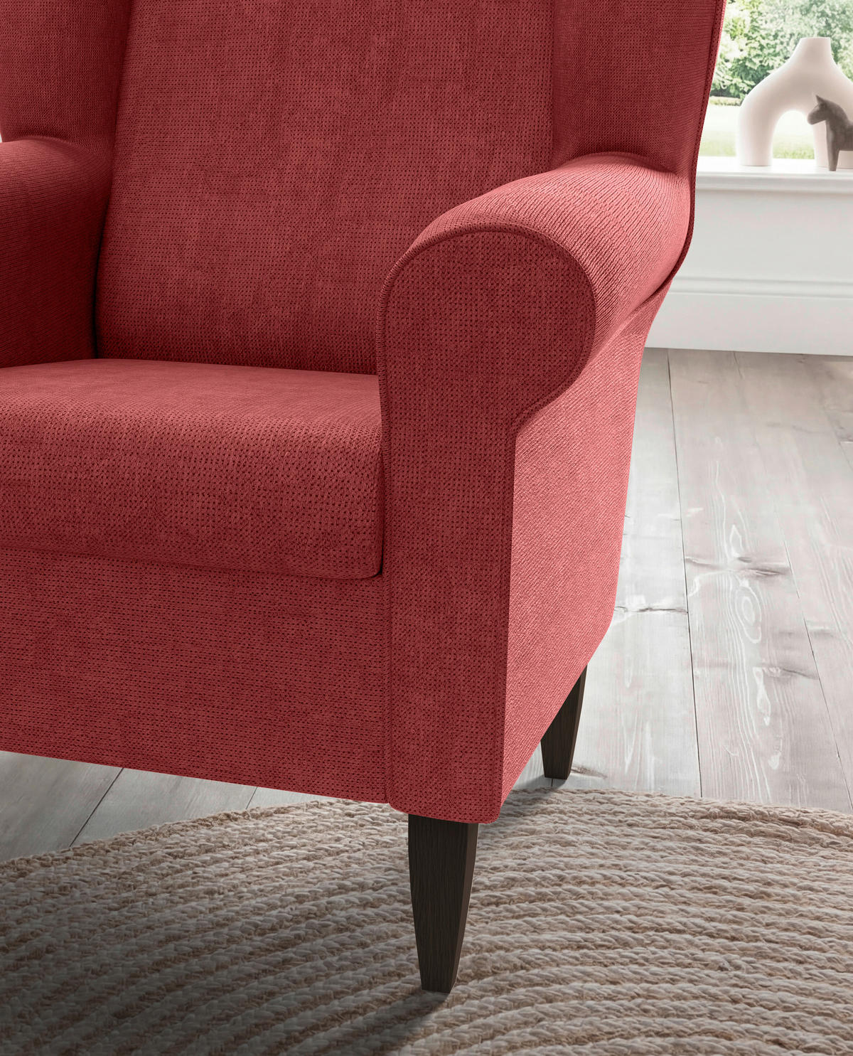 SESSELSET Chenille Rot  - Wengefarben/Rot, Konventionell, Holz/Textil (80/102/86cm) - Livetastic