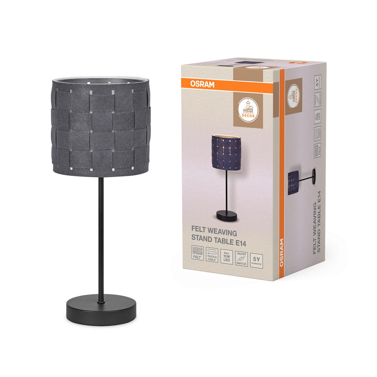 TISCHLEUCHTE 16/40.5 cm   - Dunkelgrau, Basics, Naturmaterialien/Metall (16/40.5cm) - Osram