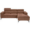 ECKSOFA Altrosa Chenille  - Schwarz/Altrosa, KONVENTIONELL, Textil/Metall (264/178cm) - Hom`in