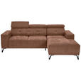 ECKSOFA in Chenille Altrosa  - Schwarz/Altrosa, KONVENTIONELL, Textil/Metall (264/178cm) - Hom`in