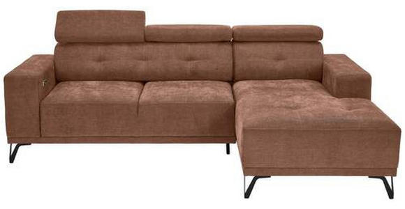 ECKSOFA in Chenille Altrosa  - Schwarz/Altrosa, KONVENTIONELL, Textil/Metall (264/178cm) - Hom`in