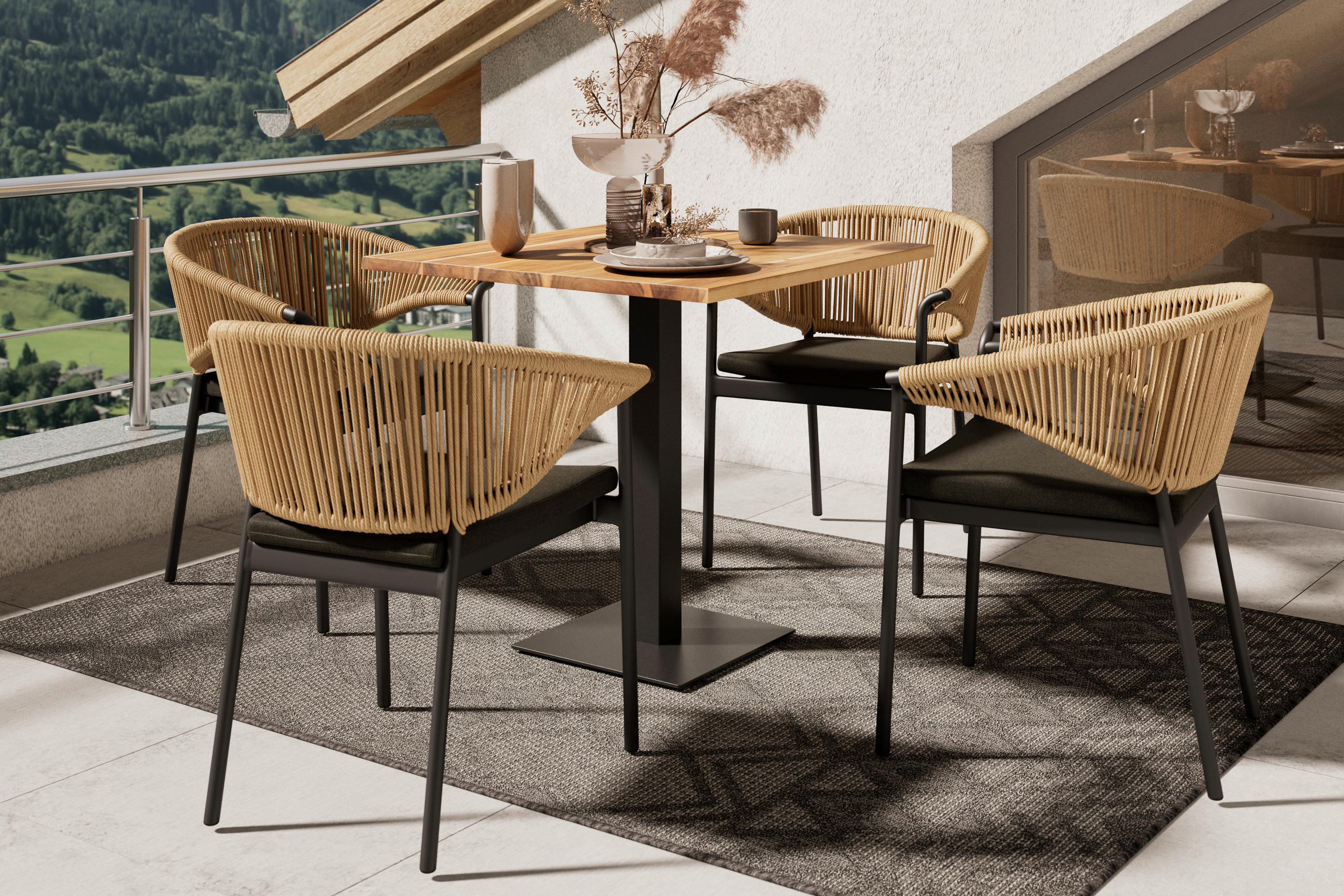 GARTENTISCH Holz, Metall rechteckig  - Akaziefarben, MODERN, Holz/Metall (80/80/76cm) - Ambia Garden
