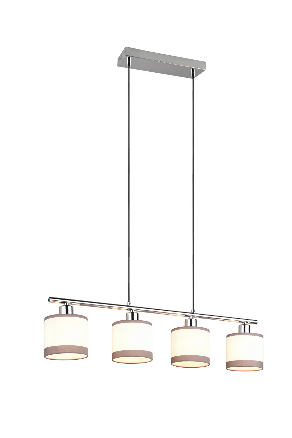 HÄNGLAMPA Davos 75/12/150 cm  - vit/kromfärg, Basics, metall/textil (75/12/150cm)