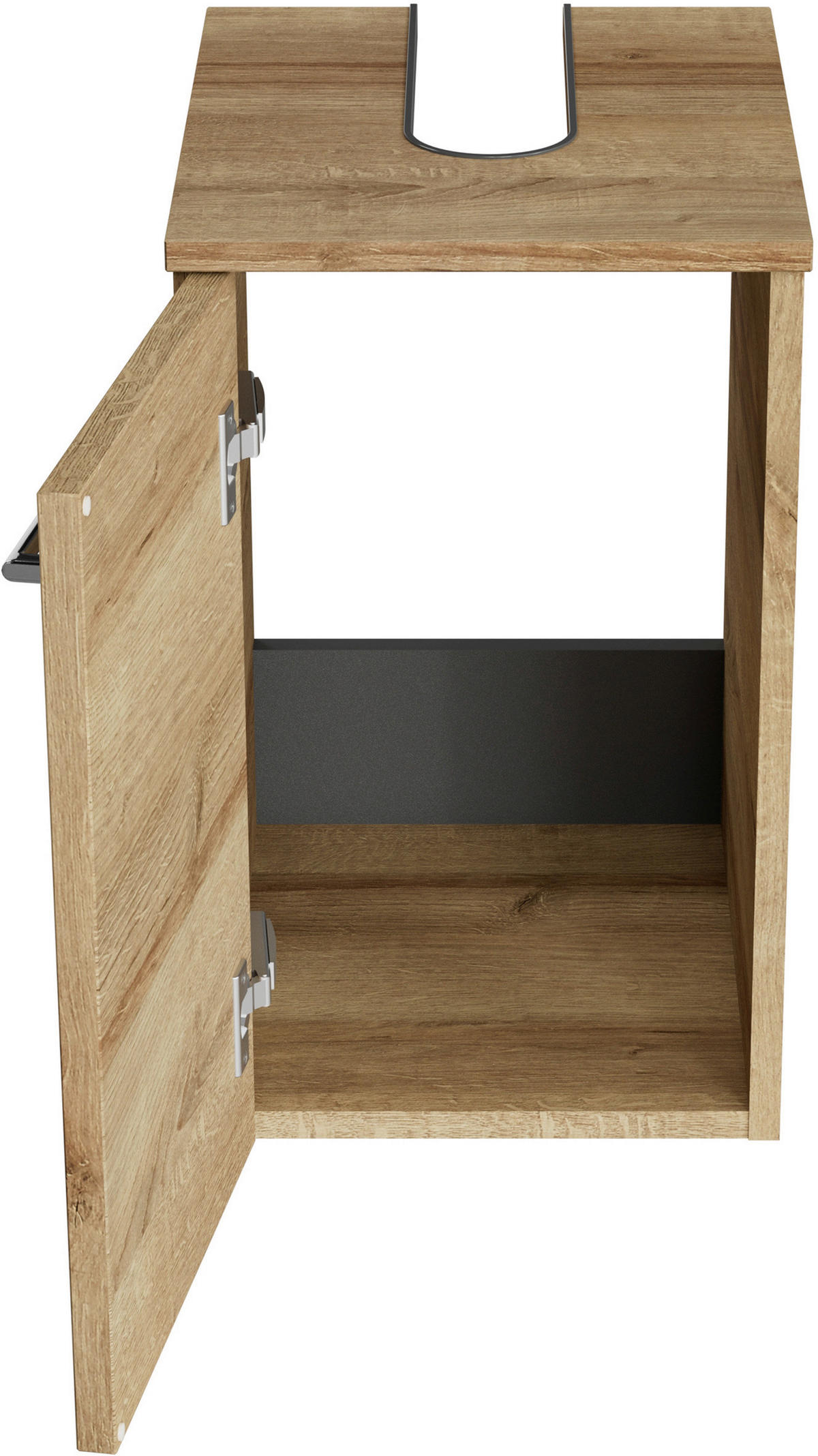 WASCHBECKENUNTERSCHRANK 30/49,8/38,3 cm  - Chromfarben/Eichefarben, KONVENTIONELL, Holzwerkstoff/Metall (30/49,8/38,3cm) - Sadena