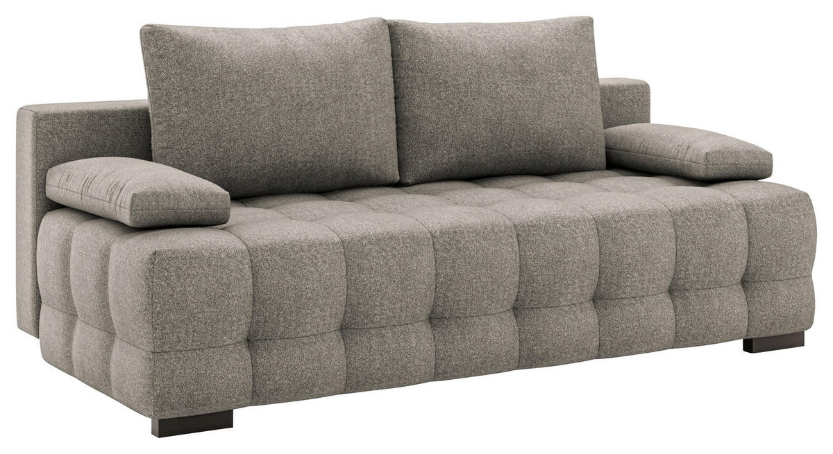 SCHLAFSOFA Jensen  mit Stoffauswahl, Schlafen auf Sitzhöhe, Rücken echt Struktur Hellbraun  - Hellbraun/Schwarz, KONVENTIONELL, Kunststoff/Textil (209/96/100cm) - Stylife