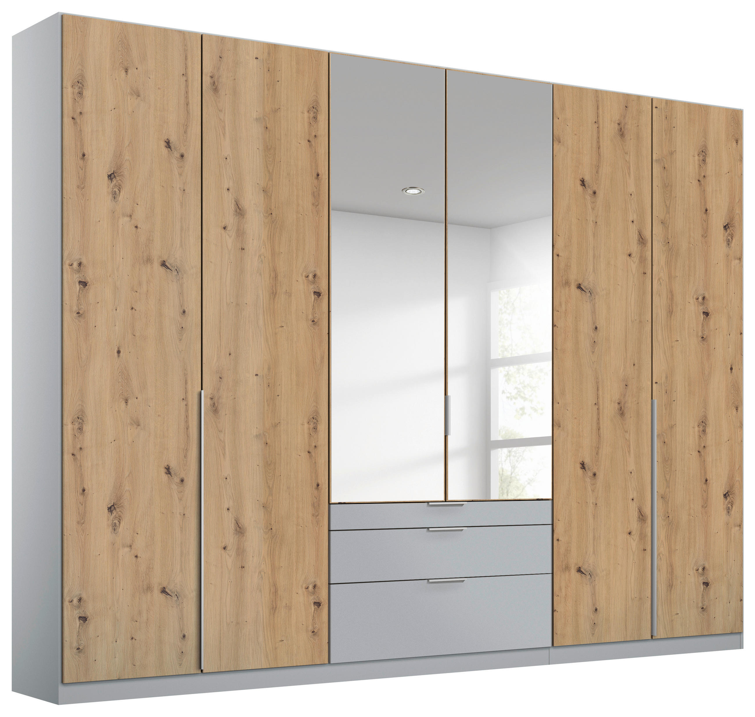 Drehtürenschrank Mit Spiegel 271 Cm Alabama Extra Hellgrau