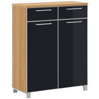 SCHUHSCHRANK Santina  in 84/108/37 cm  - Chromfarben/Eichefarben, Design, Glas/Holz (84/108/37cm) - Novel