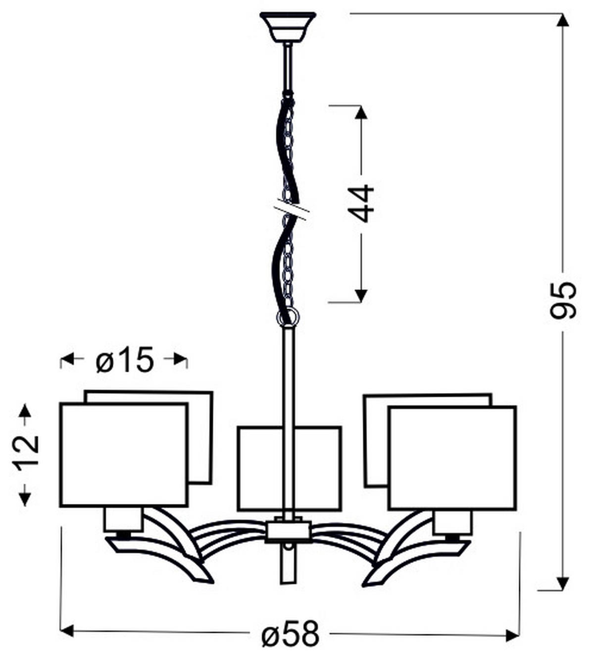 PENDELLEUCHTE Draga 58/58/95 cm   - Chromfarben/Creme, KONVENTIONELL, Textil/Metall (58/58/95cm)