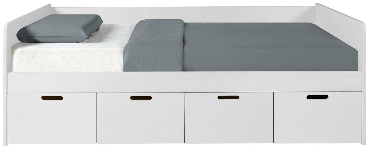 POSTEĽ S ÚLOŽNÝM PRIESTOROM, 90/200 cm biela - biela/prírodná farba, Modern, drevo/kompozitné drevo (90/200cm) - MID.YOU