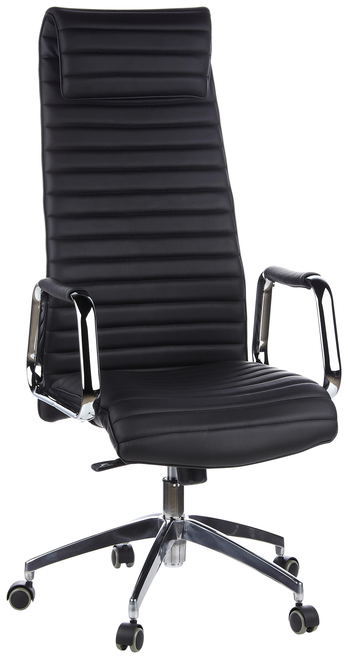 VRTLJIVI STOL tekstil, usnje črna, srebrne barve  - srebrne barve/črna, Moderno, kovina/umetna masa (59/139/50cm) - MID.YOU