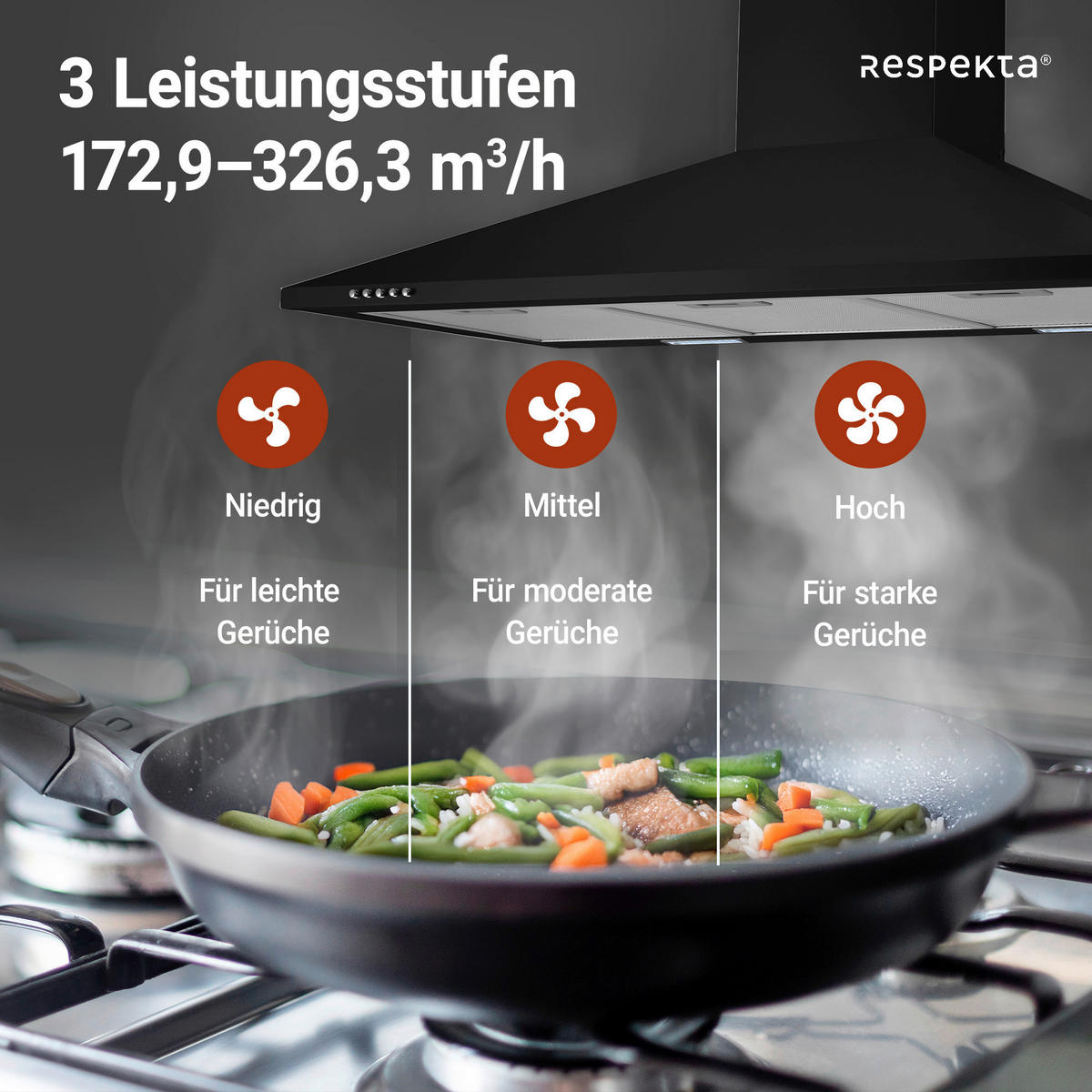DUNSTABZUGSHAUBE CH22055-90S  - Schwarz, Basics, Metall (90/58-96/47,5cm) - Respekta