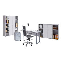 BÜRO erweiterbar, abschließbar Grau, Weiß - Weiß/Grau, MODERN, Holzwerkstoff/Metall - MID.YOU