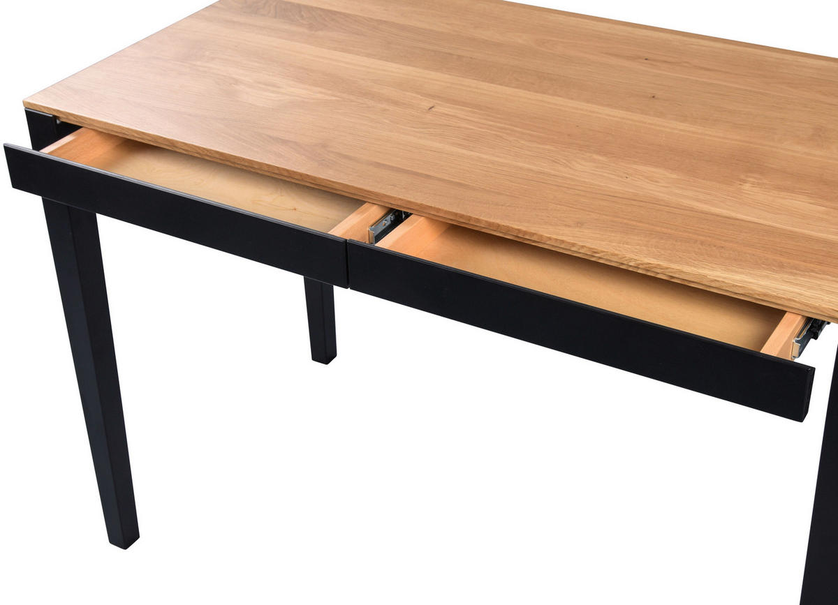 SCHREIBTISCH 110/75/60 cm  in Schwarz, Wildeiche  - Wildeiche/Schwarz, Natur, Holz (110/75/60cm) - Livetastic