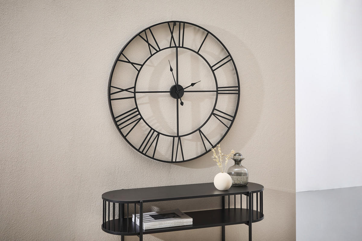 WANDUHR Schwarz 96/96/3 cm  - Schwarz, Design, Metall (96/96/3cm) - MID.YOU