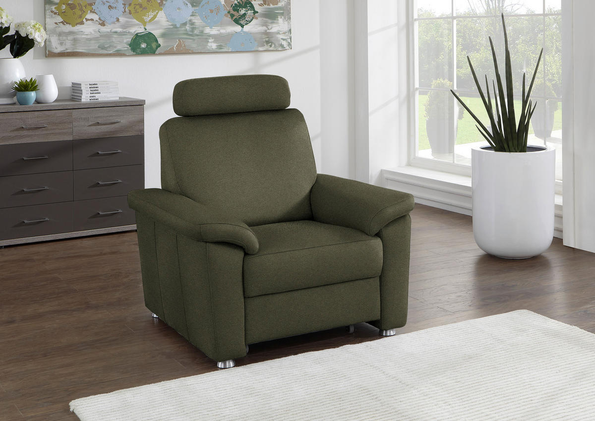 FERNSEHSESSEL in Webstoff Grün  - Silberfarben/Grün, Konventionell, Textil/Metall (102/91/91-159cm) - Beldomo System