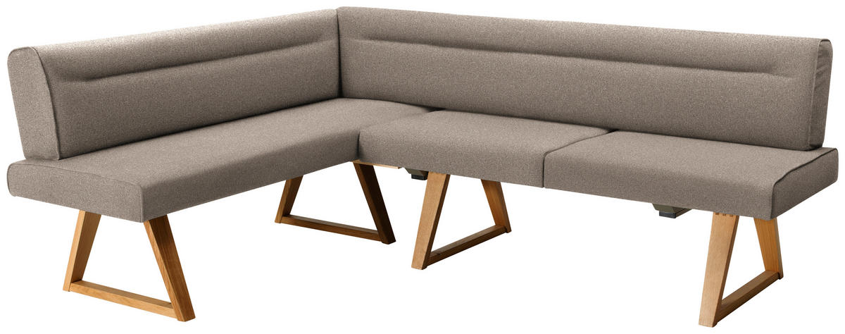 ECKBANK in Holz, Textil Eichefarben, Hellbraun  - Hellbraun/Eichefarben, Konventionell, Holz/Textil (170/230cm) - Moderano