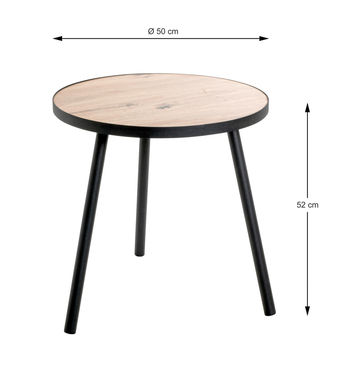 BEISTELLTISCH in Metall, Holzwerkstoff 50/50/52 cm  - Eichefarben/Schwarz, Design, Holzwerkstoff/Metall (50/50/52cm)