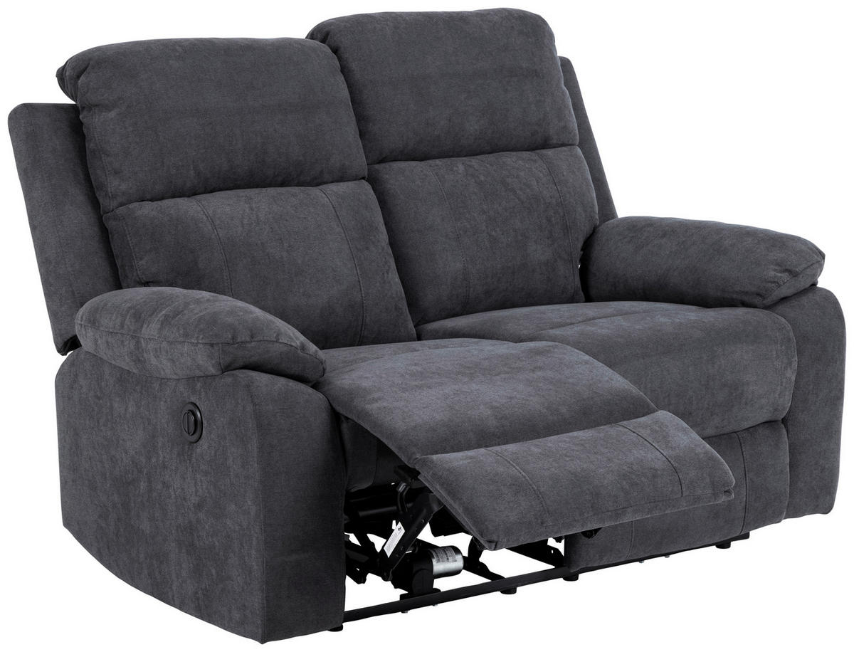 2-SITZER-SOFA in Chenille Dunkelgrau  - Dunkelgrau/Schwarz, Konventionell, Textil/Metall (143,5/98/95cm) - MID.YOU