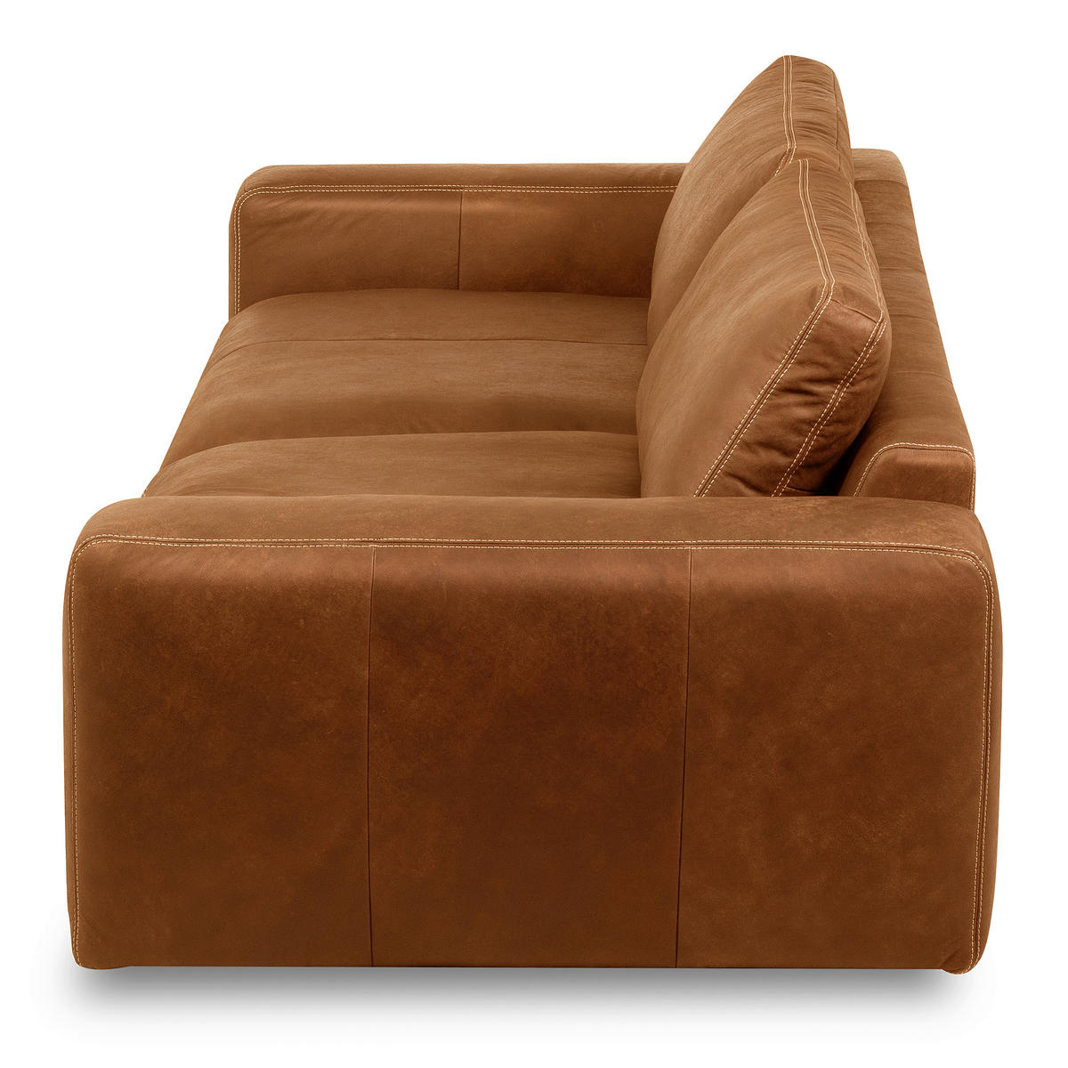 3-SITZER-SOFA  in Echtleder Cognac   - Cognac/Beige, Design, Leder/Kunststoff (300/85/123cm) - Livetastic