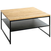 COUCHTISCH Eiche massiv 70/70/40 cm quadratisch Schwarz, Eichefarben  - Eichefarben/Schwarz, Design, Holz/Metall (70/70/40cm)