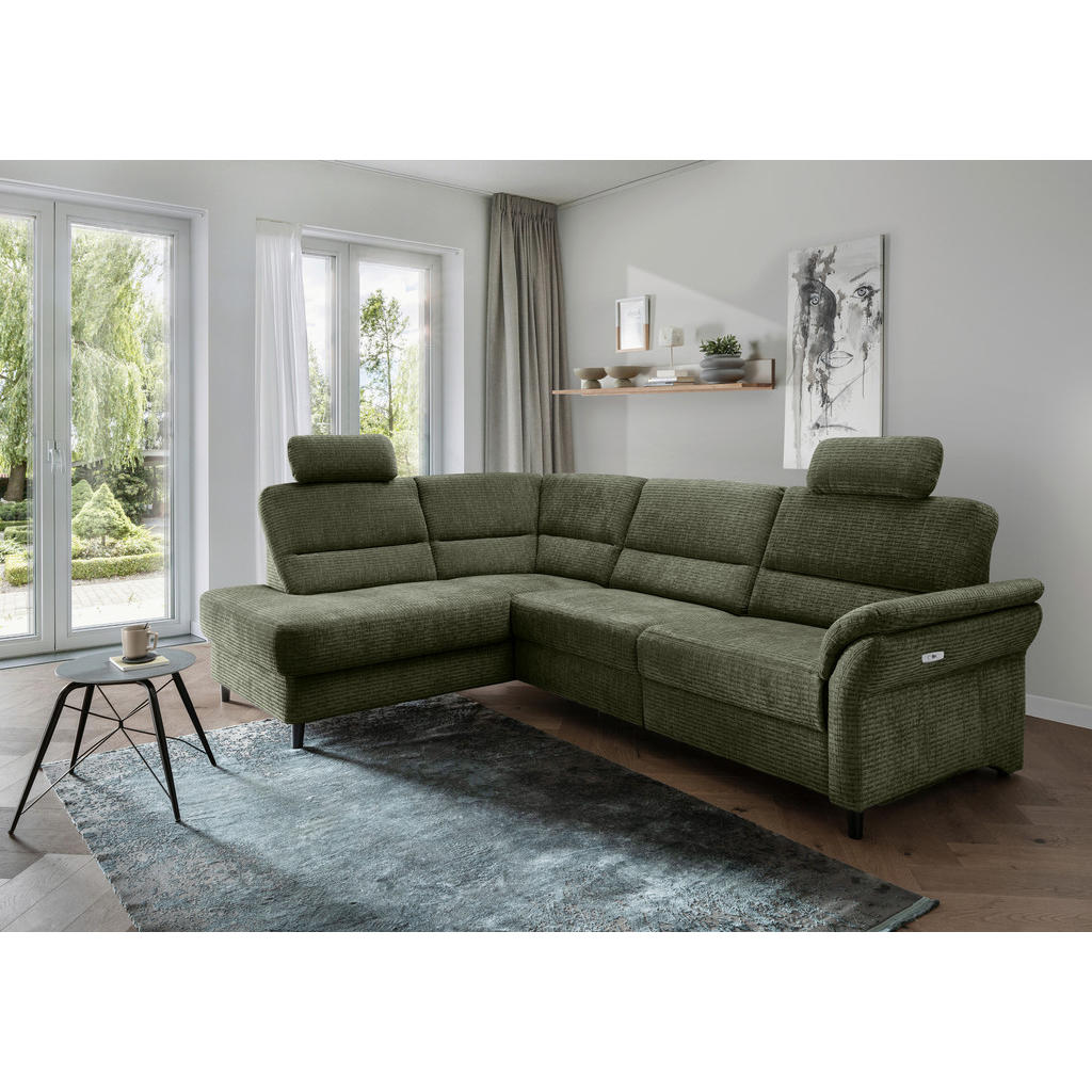 Thumbnail - Livetastic Ecksofa, Olivgrün, Textil, Buche, 5-Sitzer, L-Form, 266x190 cm, Made in EU, seitenverkehrt erhältlich, Rücken...