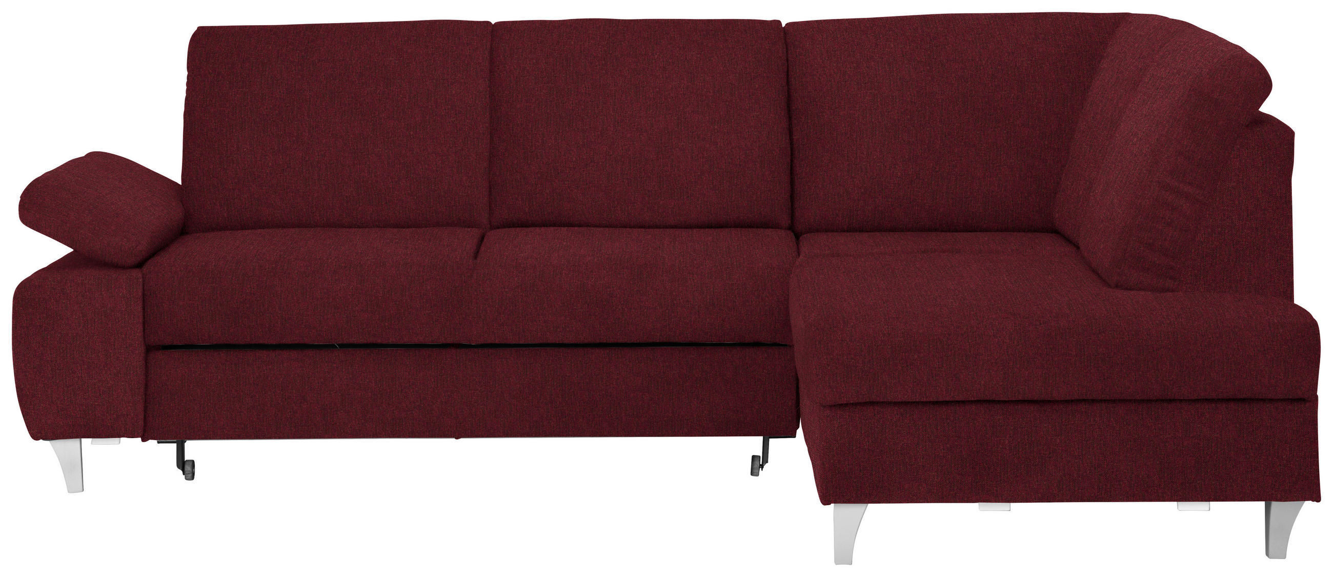 ECKSOFA in Flachgewebe Rot  - Silberfarben/Rot, KONVENTIONELL, Holz/Textil (255/186cm) - Cantus