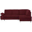 ECKSOFA in Flachgewebe Rot  - Silberfarben/Rot, KONVENTIONELL, Holz/Textil (255/186cm) - Cantus