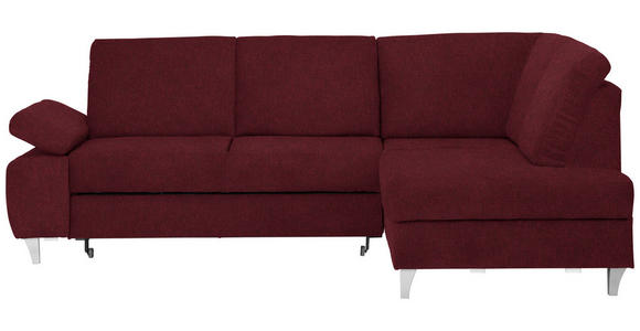 ECKSOFA in Flachgewebe Rot  - Silberfarben/Rot, KONVENTIONELL, Holz/Textil (255/186cm) - Cantus