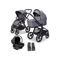 KINDERWAGENSET  SET Resea Fold  graphite  - Hellgrau/Schwarz, Basics, Textil/Metall (116/57/94cm) - Moon