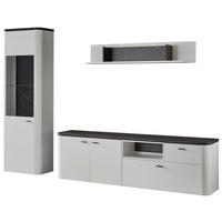 WOHNWAND  in Weiß, Dunkelgrau  329/206,6/42,4 cm  LED-Leuchtmittel   - Dunkelgrau/Schwarz, Design, Glas/Holzwerkstoff (329/206,6/42,4cm) - Xora