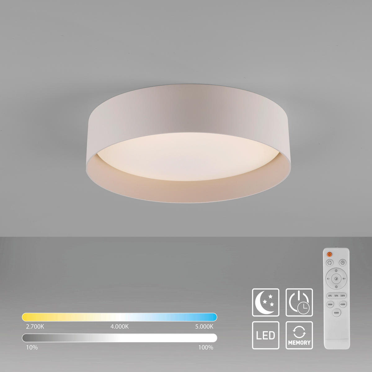 LED-DECKENLEUCHTE Tavoli 28.5/28.5/7 cm   - Sandfarben, KONVENTIONELL, Kunststoff/Metall (28.5/28.5/7cm) - Schöner Wohnen