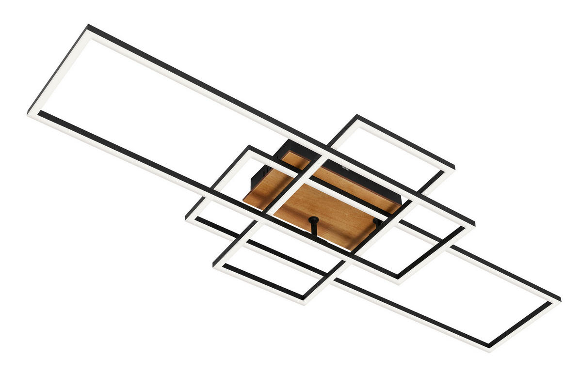LED-DECKENLEUCHTE CCT 104/42/10,5 cm   - Schwarz, Design, Holz/Metall (104/42/10,5cm)