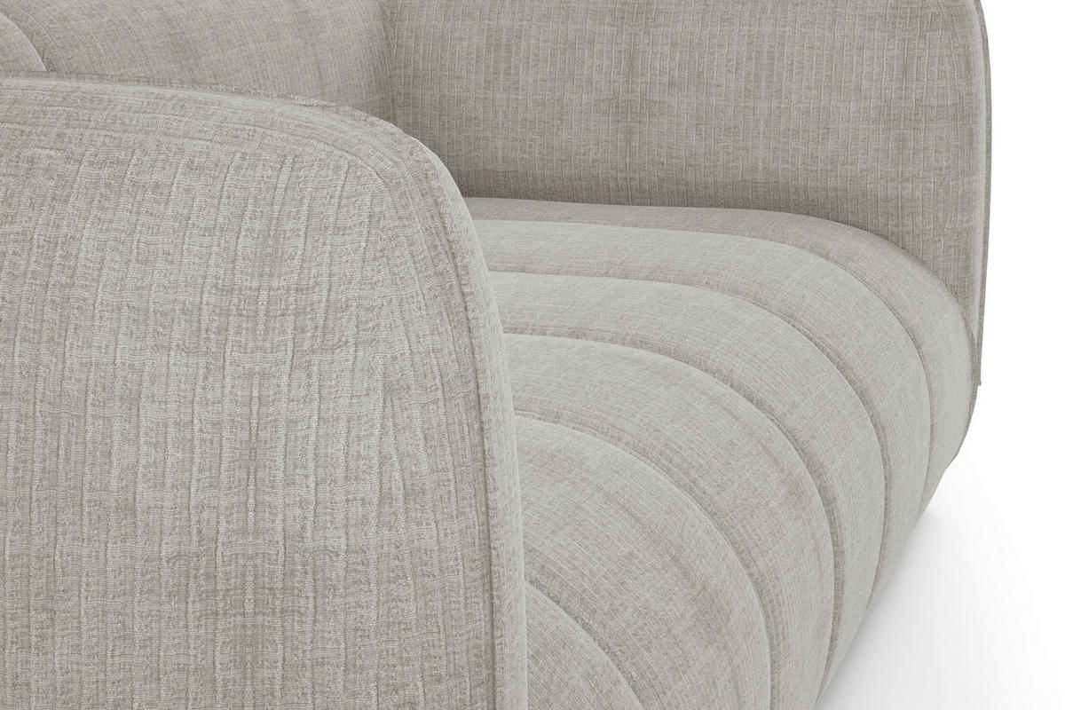 SOFA in Struktur Creme  - Creme/Schwarz, Design, Holz/Textil (240/80/95cm) - MID.YOU