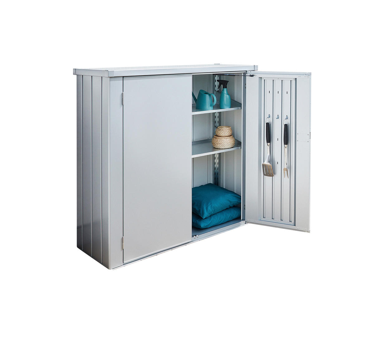 GERÄTESCHRANK 132/140/57 cm  - Silberfarben, Design, Metall (132/140/57cm) - Biohort