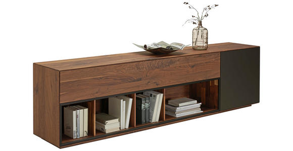 LOWBOARD in Bronzefarben, Nussbaumfarben - Nussbaumfarben/Bronzefarben, Natur, Glas/Holz (130/61/41cm) - Dieter Knoll