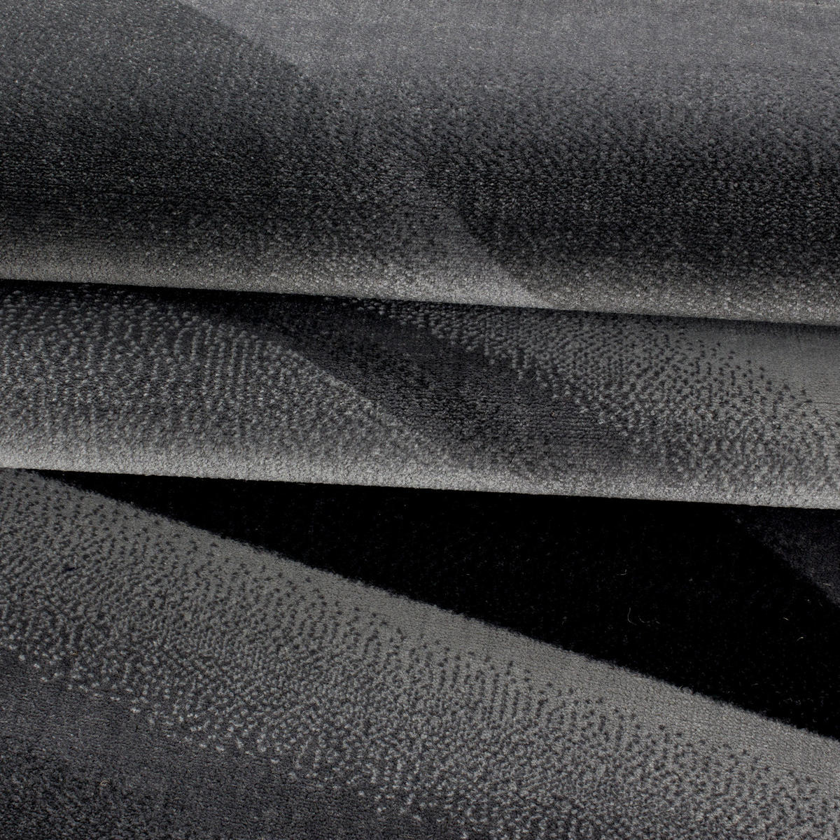 TEPPICH Kurzflor Abstrakt Polypropylen saugroboter Wohnzimmer Schwarz Läufer 80x300 - Schwarz, Textil (80/300cm) - KADIMA DESIGN