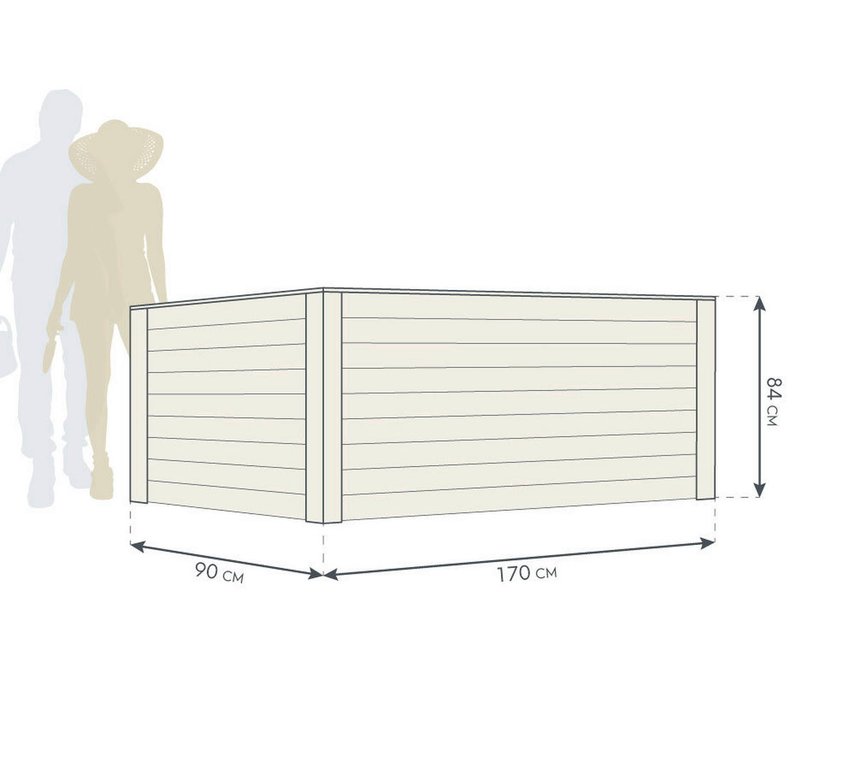 HOCHBEET 90/84/170 cm  - Lärchefarben, Basics, Holz (90/84/170cm)